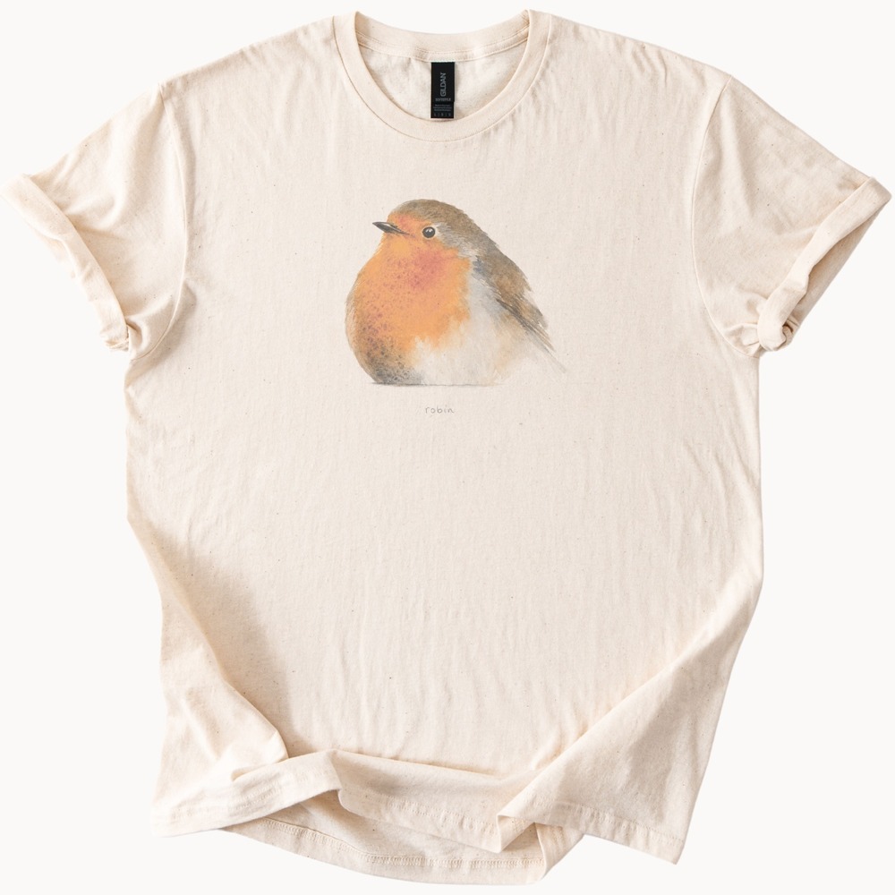Robin Resting on a Surface Boho Tee